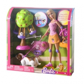 Lalka Barbie Na Rolkach Z Pieskami N7651 Mattel 