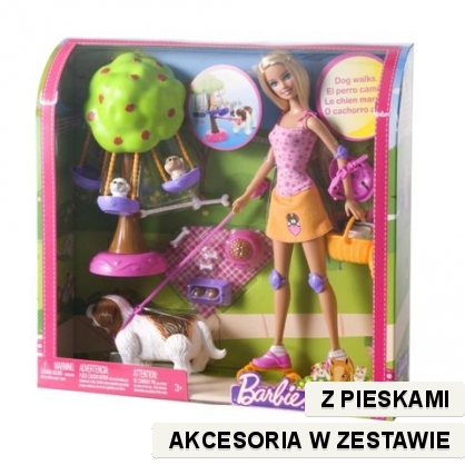 Mattel Lalka Barbie Na Rolkach Z Pieskami N7651