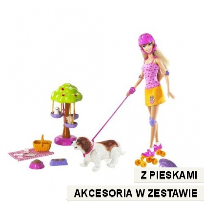 Mattel Lalka Barbie Na Rolkach Z Pieskami N7651