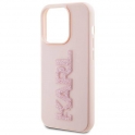 Oryginalne Etui APPLE IPHONE 15 PRO MAX Karl Lagerfeld Hardcase 3D Rubber Glitter Logo (KLHCP15X3DMBKCP) różowe