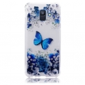 Etui Slim ART SAMSUNG A6 2018 niebieski motyl i kwiat