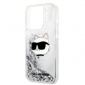 Oryginalne Etui IPHONE 14 PRO Karl Lagerfeld Hardcase Glitter Choupette Head (KLHCP14LLNCHCS) srebrne