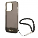 Oryginalne Etui IPHONE 14 PRO MAX Guess Hardcase Translucent Pearl Strap czarne
