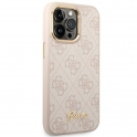 Oryginalne Etui IPHONE 14 PRO MAX Guess Hard Case 4G Vintage Gold Logo (GUHCP14XHG4SHP) różowe