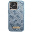 Oryginalne Etui IPHONE 14 PRO Guess Hard Case 4G Logo Plate MagSafe niebieskie