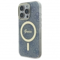 Oryginalne Etui IPHONE 16 PRO MAX Guess Hardcase IML 4G MagSafe (GUHMP16XH4STB) niebieskie