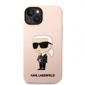 Oryginalne Etui IPHONE 14 Karl Lagerfeld Hardcase Silicone Ikonik (KLHCP14SSNIKBCP) różowe