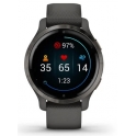 Smartwatch Garmin Venu 2S Popielata ramka ze stali nierdzewnej z grafitową kopertą i silikonowym paskiem 010-02429-10