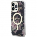 Oryginalne Etui IPHONE 14 PRO MAX Guess Hardcase Flower MagSafe (GUHMP14XHCFWSK) czarne