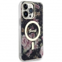 Oryginalne Etui IPHONE 14 PRO MAX Guess Hardcase Flower MagSafe (GUHMP14XHCFWSK) czarne