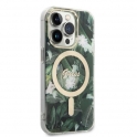 Oryginalne Etui IPHONE 14 PRO MAX Guess Hardcase Jungle Collection MagSafe + Wireless Charger (GUBPP14MH4EACSK) zielone