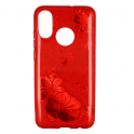 Etui Brokat Glitter IPHONE X czerwony kwiat