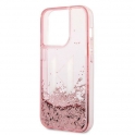 Oryginalne Etui IPHONE 14 PRO Karl Lagerfeld Hardcase Liquid Glitter Big KL (KLHCP14LLBKLCP) różowe