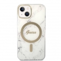 Oryginalne Etui IPHONE 14 PLUS Guess Hardcase Marble MagSafe + Wireless Charger (GUBPP14XH4EACSP) białe