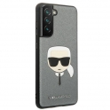 Oryginalne Etui SAMSUNG GALAXY S21 FE Karl Lagerfeld Hardcase Saffiano Ikonik Karl's Head KLHCS21FSAKHSL srebrne