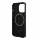 Oryginalne Etui IPHONE 13 PRO MAX Guess Hard Case Silicone Logo Plate MagSafe (GUHMP13XSPLK) czarne