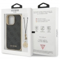 Oryginalne Etui IPHONE 14 PRO Guess Hardcase 4G Charms Collection (GUHCP14LGF4GGR) szare