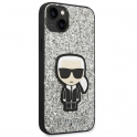 Oryginalne Etui IPHONE 14 Karl Lagerfeld Hardcase Glitter Flakes Ikonik (KLHCP14SGFKPG) srebrne