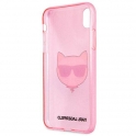 Oryginalne Etui IPHONE XR Karl Lagerfeld Hardcase Glitter Choupette różowe