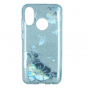 Etui Brokat Glitter SAMSUNG GALAXY J6 niebieski kwiat