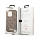 Oryginalne Etui IPHONE 13 PRO Guess Hard Case 4G Logo Plate MagSafe brązowe