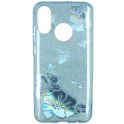 Etui Glitter SAMSUNG GALAXY A40 niebieski kwiat