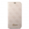 Oryginalne Etui IPHONE 14 PRO MAX Guess Book 4G Vintage Gold Logo (GUBKP14XHG4SHP) różowe