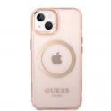 Oryginalne Etui IPHONE 14 Guess Hard Case Gold Outline Translucent MagSafe (GUHMP14SHTCMP) różowe