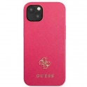 Oryginalne Etui IPHONE 13 Guess Hardcase Saffiano 4G Small Metal Logo (GUHCP13MPS4MF) różowe