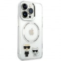 Oryginalne Etui IPHONE 14 PRO Karl Lagerfeld Hardcase Karl & Choupette Aluminium Magsafe (KLHMP14LHKCT) transparentne