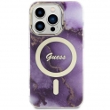 Oryginalne Etui IPHONE 14 PRO MAX Guess Hardcase Golden Marble Collection MagSafe (GUHMP14XHTMRSU) fioletowe