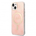 Oryginalne Etui IPHONE 14 PLUS Guess Hardcase 4G Print MagSafe + Wireless Charger (GUBPP13LH4EACSW) różowe