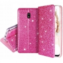 Etui SAMSUNG GALAXY A71 portfel z klapką Flip Magnet Shine Brokat różowe