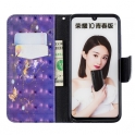 Etui Wallet Leather Huawei P Smart 2019 / Honor 10 Lite fioletowy motyl