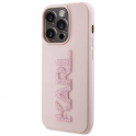 Oryginalne Etui APPLE IPHONE 15 PRO Karl Lagerfeld Hardcase 3D Rubber Glitter Logo (KLHCP15L3DMBKCP) różowe
