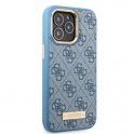 Oryginalne Etui IPHONE 13 PRO Guess Hard Case 4G Logo Plate MagSafe niebieskie