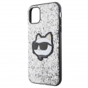 Oryginalne Etui IPHONE 11 Karl Lagerfeld Hardcase Glitter Choupette Patch (KLHCN61G2CPS) srebrne