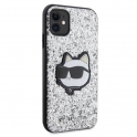 Oryginalne Etui IPHONE 11 Karl Lagerfeld Hardcase Glitter Choupette Patch (KLHCN61G2CPS) srebrne