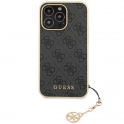Oryginalne Etui IPHONE 14 PRO MAX Guess Hardcase 4G Charms Collection (GUHCP14XGF4GGR) szare