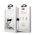 Oryginalne Etui IPHONE 14 PRO MAX Karl Lagerfeld Hardcase Glitter Choupette Patch (KLHCP14XLNCHCS) srebrne