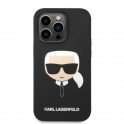 Oryginalne Etui IPHONE 14 PRO Karl Lagerfeld Hardcase Silicone Karl`s Head MagSafe (KLHMP14LSLKHBK) czarne