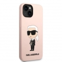 Oryginalne Etui IPHONE 14 PLUS Karl Lagerfeld Hardcase Silicone Ikonik (KLHMP14MSNIKBCP) różowe