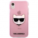 Oryginalne Etui IPHONE XR Karl Lagerfeld Hardcase Glitter Choupette różowe