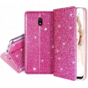 Etui SAMSUNG GALAXY A70 portfel z klapką Flip Magnet Shine Brokat różowe