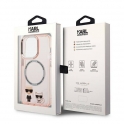 Oryginalne Etui IPHONE 14 PRO MAX Karl Lagerfeld Hardcase Karl & Choupette Aluminium Magsafe (KLHMP14XHKCP) różowe