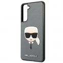 Oryginalne Etui SAMSUNG GALAXY S21 FE Karl Lagerfeld Hardcase Saffiano Ikonik Karl's Head KLHCS21FSAKHSL srebrne