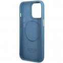 Oryginalne Etui IPHONE 14 PRO MAX Guess Hard Case 4G Logo Plate MagSafe niebieskie