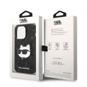 Oryginalne Etui IPHONE 14 PRO Karl Lagerfeld Hardcase Glitter Choupette Patch (KLHCP14LG2CPK) czarne