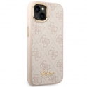 Oryginalne Etui IPHONE 14 Guess Hard Case 4G Vintage Gold Logo (GUHCP14SHG4SHP) różowe