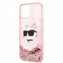Oryginalne Etui IPHONE 14 Karl Lagerfeld Hardcase Glitter Choupette Head (KLHCP14SLNCHCP) różowe